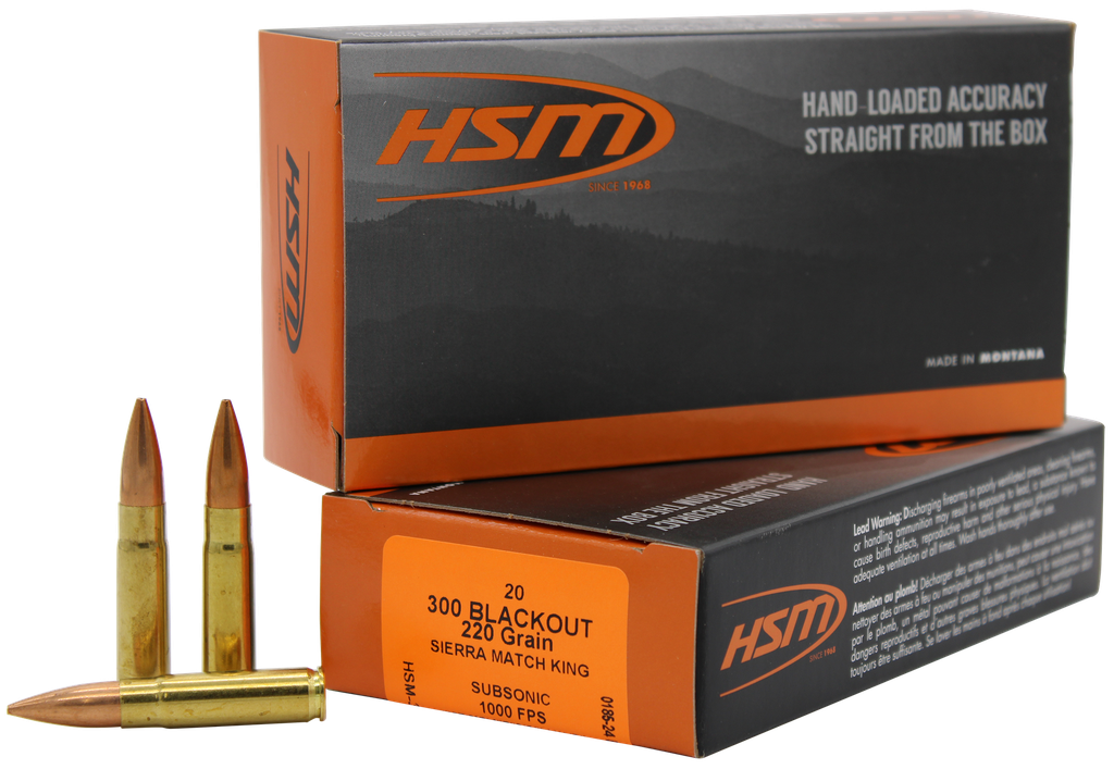 HSM 300BLK4N Match  300 Blackout 220 gr Sierra MatchKing BTHP 20 Per Box/ 25 Case