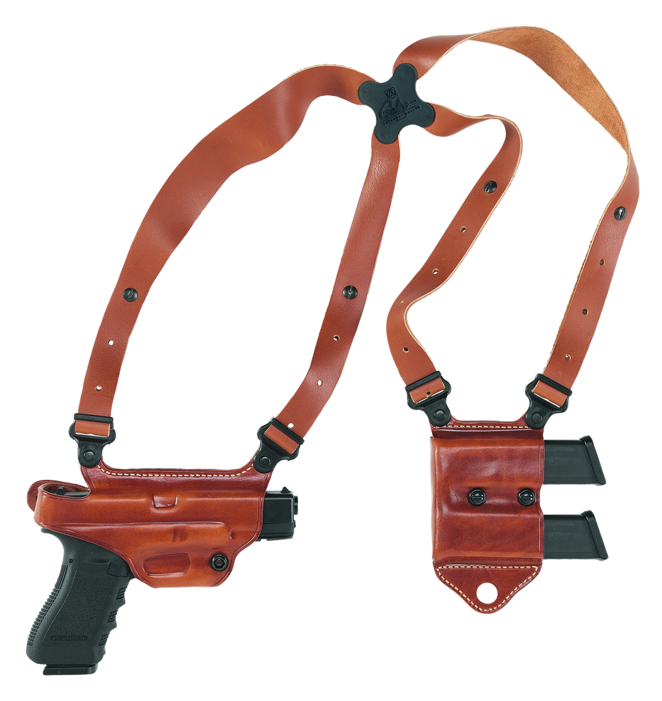 Galco MCII224 Miami Classic II Shoulder System Size Fits Chest Up To 56" Tan Leather Compatible w/Glock 17 Gen1-5/19 Gen1-5/22 Gen2-5  Right Hand