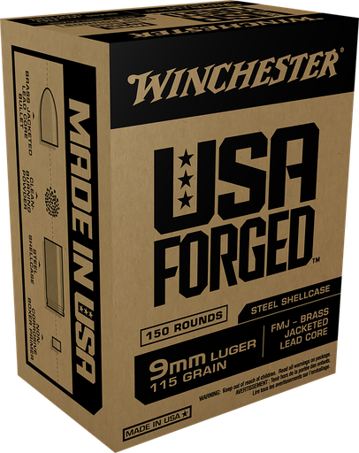 [PROD26-00045] Winchester Ammo WIN9S USA Forged 9mmLuger 115gr Full Metal Jacket 150 Per Box/5 Case