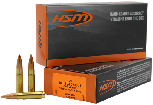 [PROD26-00051] HSM 300BLK4N Match  300 Blackout 220 gr Sierra MatchKing BTHP 20 Per Box/ 25 Case